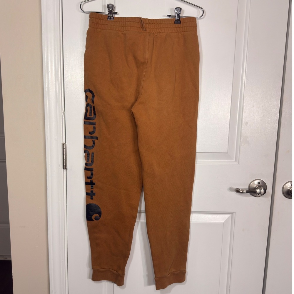 Carhartt Boys Fleece Jogger Sweatpants Brown Logo Workwear Youth XL 18-20
